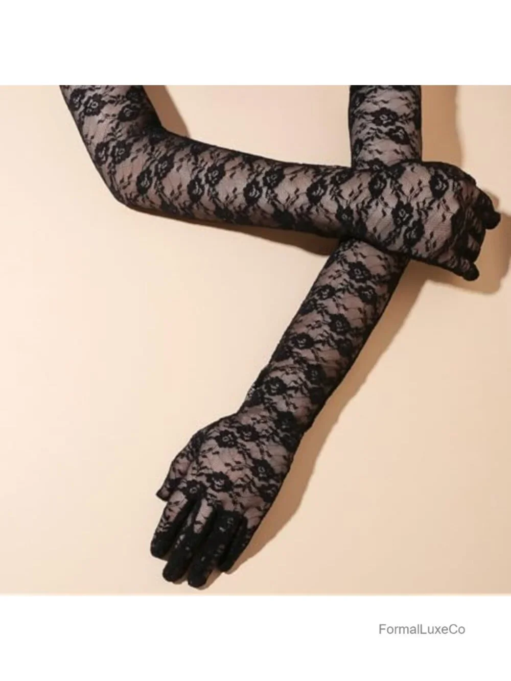 Vintage Floral Lace Long Opera Gloves - Elbow Length Wedding Bridal